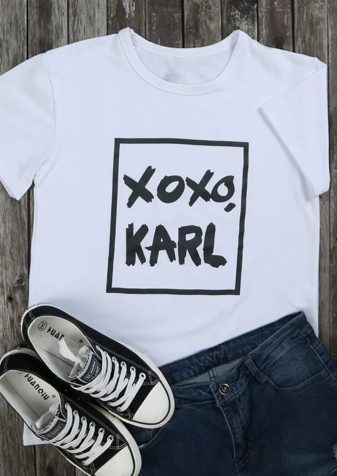 

New arrival Xoxo Karl T-Shirt funny graphic cotton tees 90s women fashion tops ladise gift camiseta tumblr harajuku t shirt-J077
