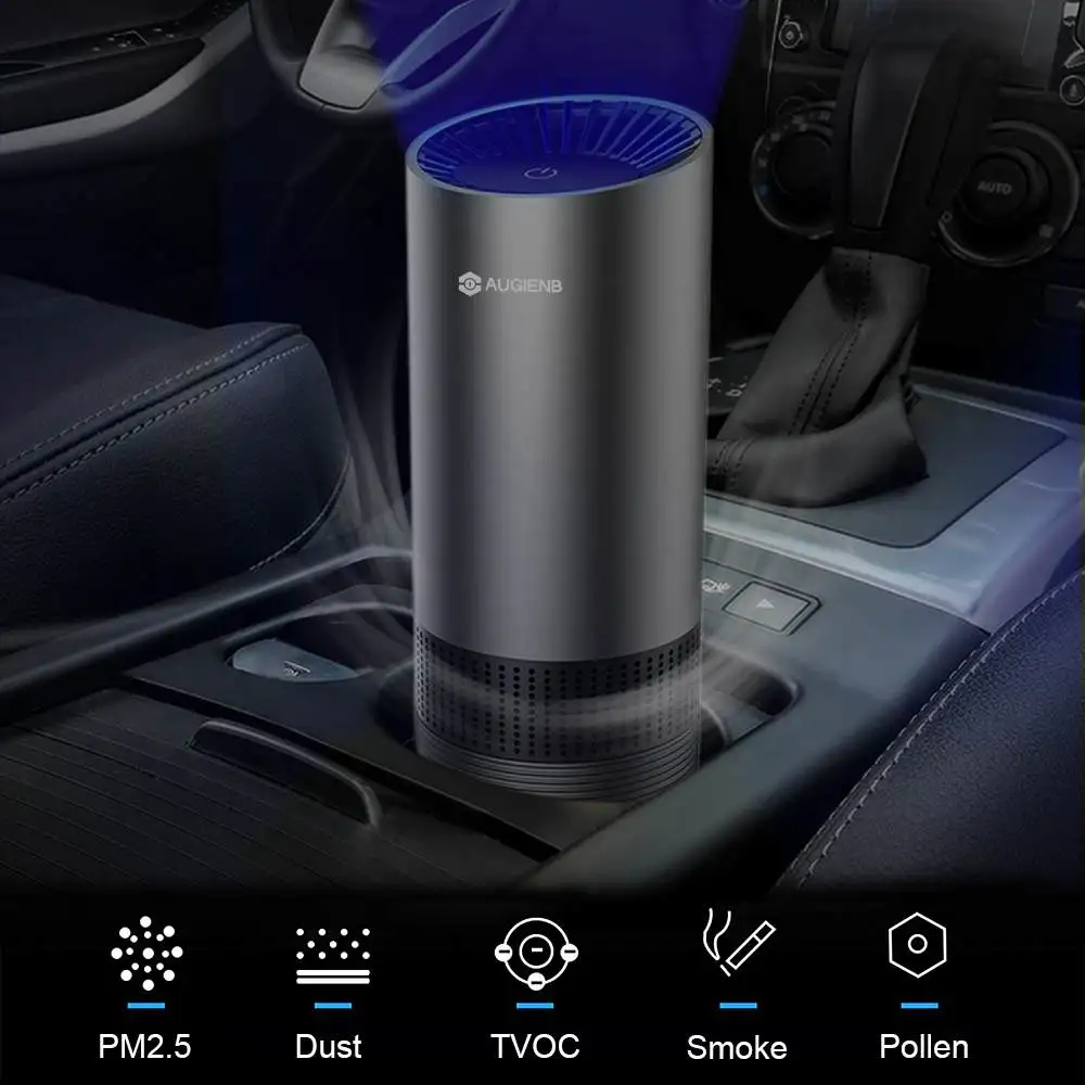 

AUGIENB Mini Air Purifier With HEPA Filter Car Fresh Air Negative Ion Purifier Remove Smoke Odor Dust Night Light Air Cleaner