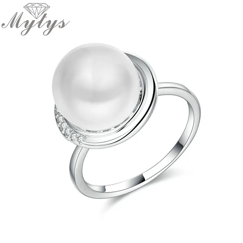 

Mytys Lady Pearl Ring Silver Color Wedding Party Wholesale Jewelry Gift Ring Classic Design Trendy Fashion R1898