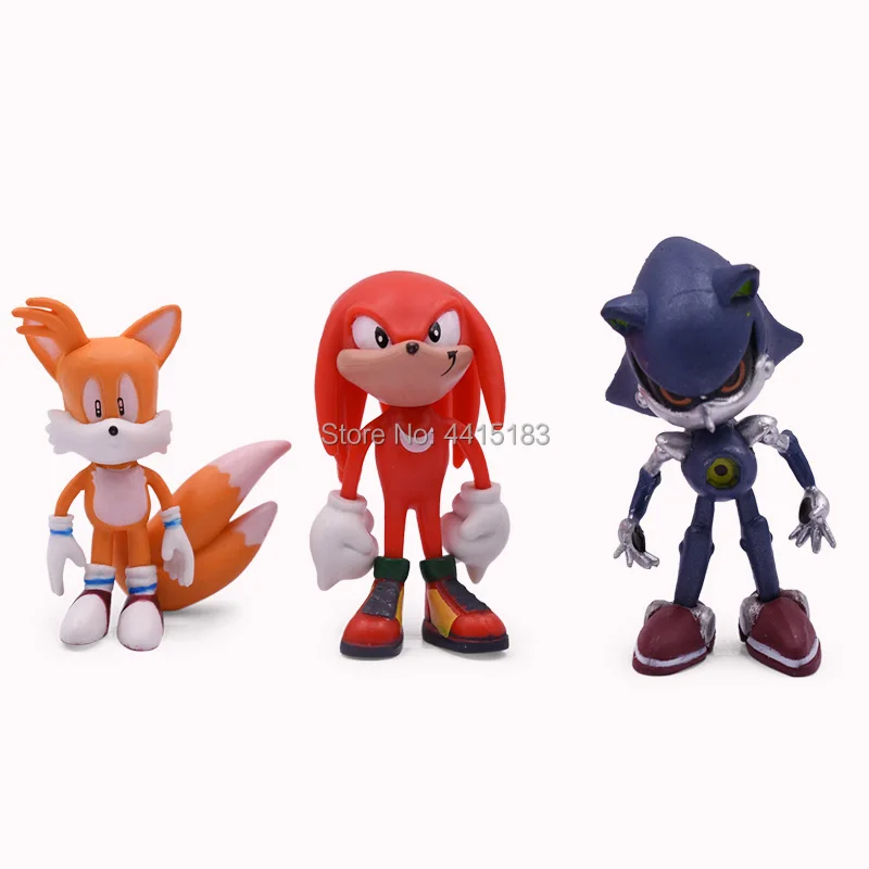 6 pcs/set Anime Sonic Tails Amy Rose Knuckles PVC Action Figure Doll Collectible Model Toy Great Christmas Gift For Children 