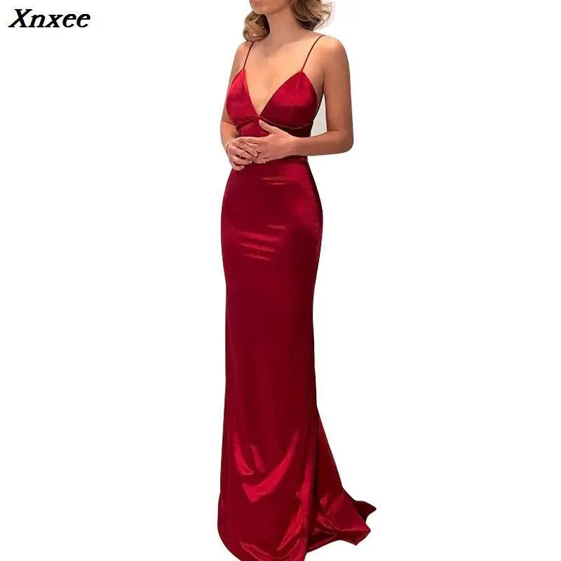 

Hiqh Quality Elegant 2019 Woman Summer Serve Sexy Camisole Full Dress Women Sexy Long Party Robe Mopping Dresses Xnxee