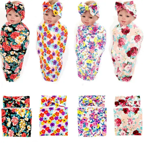 

2019 2Pcs Newborn Infant Baby Muslin Soft Swaddle Floral Sleeping Blanket Fashion Cotton Wrap Bath Towel Wholesale Pudcoco Hot