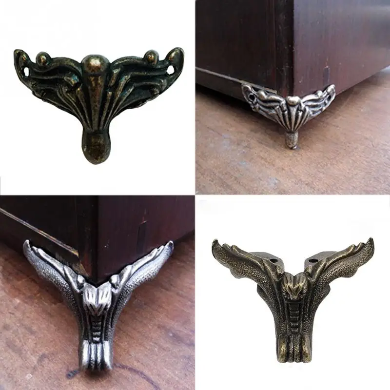 

4pcs Antique Zinc Alloy Jewelry Gift Box Case Decorative Feet Leg Corner Protector For Furniture