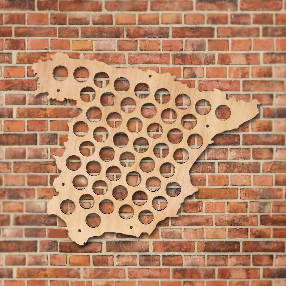 

1Piece Creative Design Beer Bottle Cap Map Of Spain Wooden Beer Cap Map Hanging Display Map Wall Decor Collection
