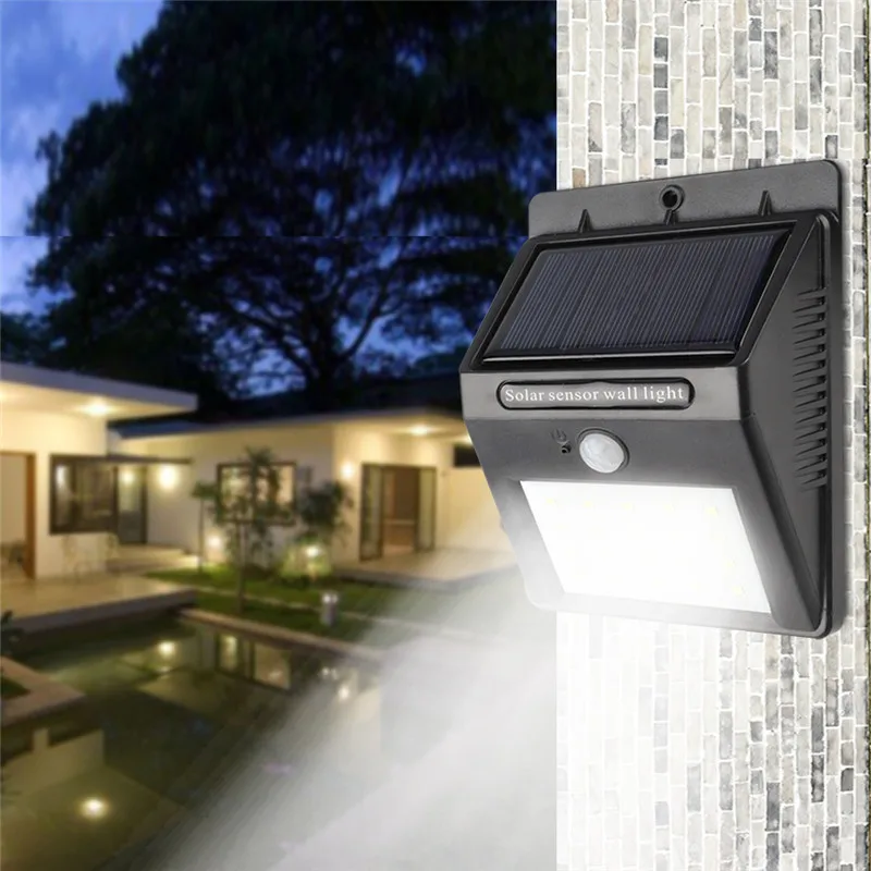 

20 Leds Waterproof Solar Powered Smart PIR Motion Sensor Light Rechargeable 2 Modes Pathway Garden Street Energy Saving Light 9D