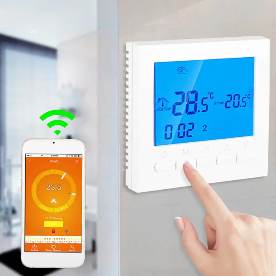 

110V Termometro Digital WiFi Wireless Heating Thermostat Digital LCD Screen App Control Temperature Meter