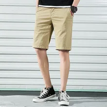 Htlb Для мужчин новые летние однотонные хлопковые шорты Для мужчин Slim Fit по колено Повседневная одежда брюки Для мужчин 4XL плюс Размеры 3 цвета доступны