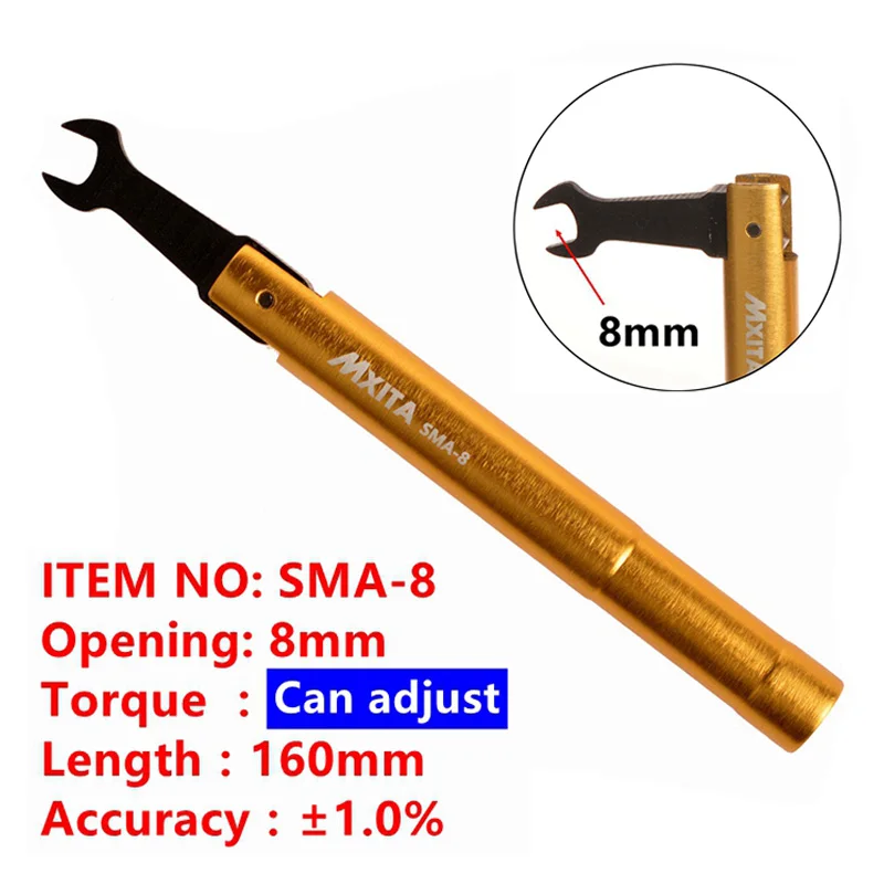 

Mxita SMA torque wrench RF connector opening 8MM electrommunication Coax Adapter convertor Straight goldplated spanner