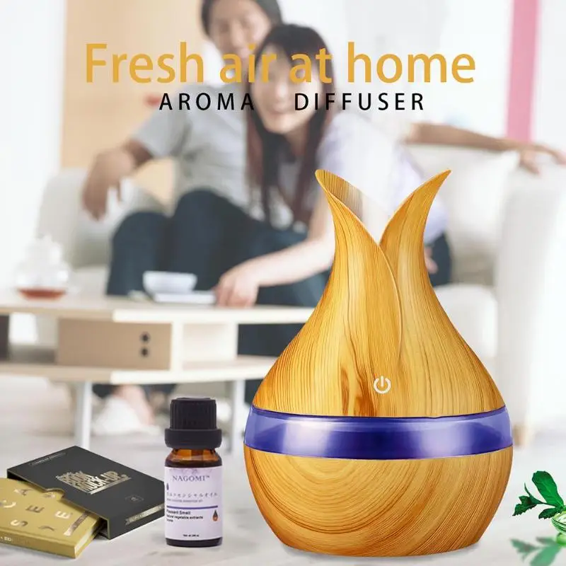 

300mL USB Electric Aroma Air Diffuser Wood Ultrasonic Air Humidifier Essential Oil Aromatherapy Cool Mist Maker For Home