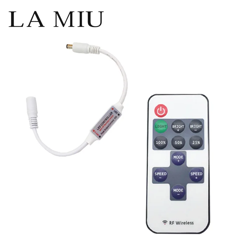 

Mini LED Rgb Controller RF 11 Key LED Remote Controller LED Dimmer DC 5V 24V For Single Color String LED strip 2835 5050