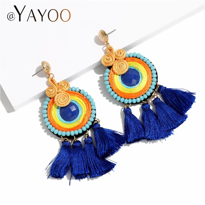

Christmas Earrings For Women Dangles Flower Beaded Tassel Earrings Bohemian Red Long Earings Fashion Jewelry 2019 Brincos