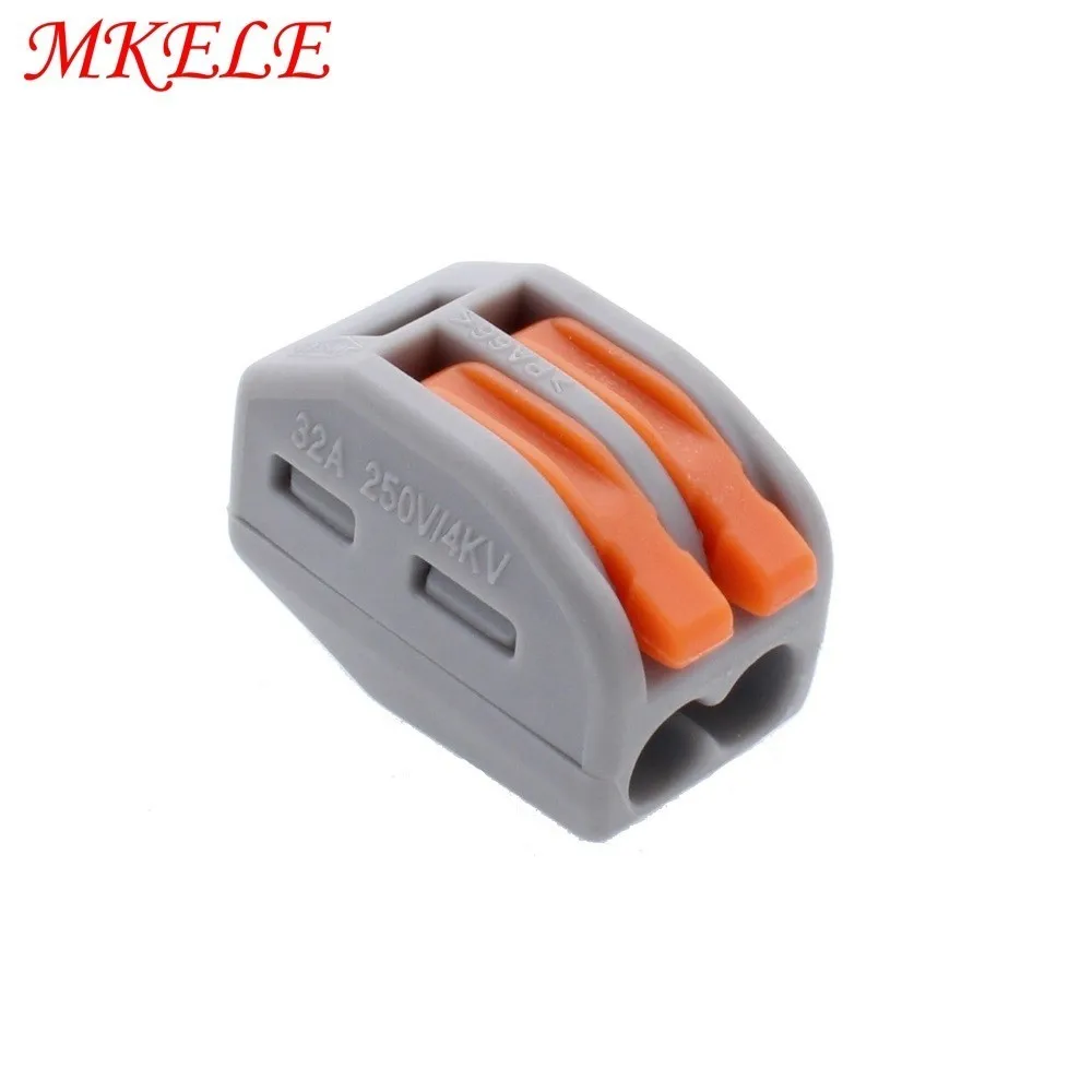 

MKELE 100Pcs 2 Pin Universal compact wire wiring connector conductor terminal block with lever MKVSE-412-A(100)