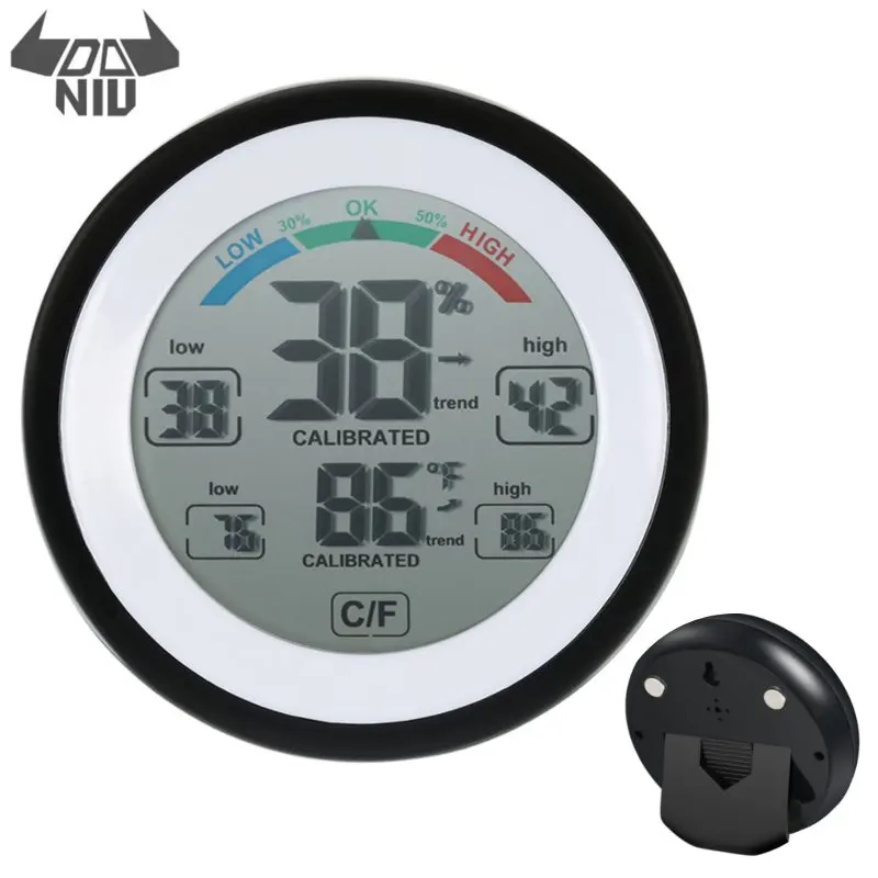

DANIU TS-S93 Multifunctional Round Home Digital Display Hygrometer Feel Screen Thermometer Digital Indoor Humidity Thermometer