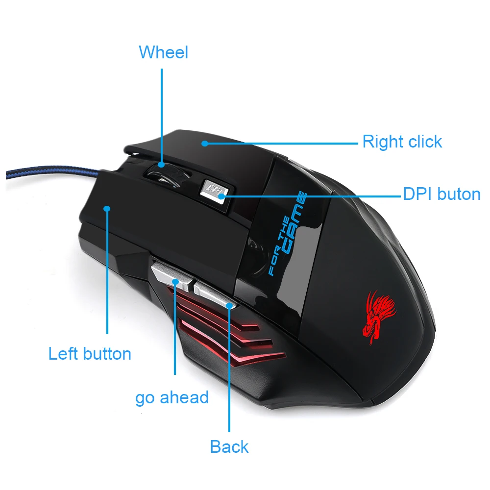 

Professional Wired Gaming Mouse 7 Button 5500 DPI LED Optical USB Computer Mouse Gamer Mice X7 Game Mouse Silent Mause For PC