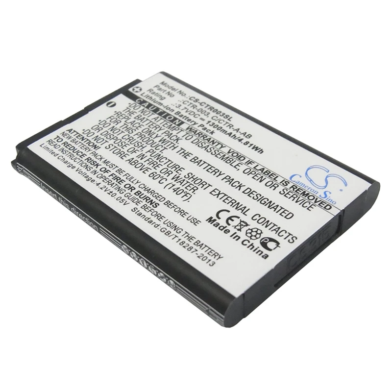 

CameronSino 1300Mah Battery C/Ctr-A-Ab, Ctr-003 For Xl, 3Ds, Ctr-001, Jan-001, Min-Ctr-001