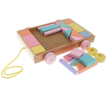 

24pcs Wooden Geometric Building Blocks Puzzle Game Imagination Development Early Learning Educational Toys for Children Kids