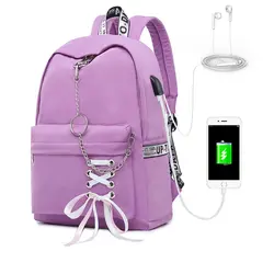 Новый женский рюкзак usb зарядка нейлоновые рюкзаки школьные сумки для девочек-подростков рюкзак для ноутбука mochila feminina Студенческая сумка