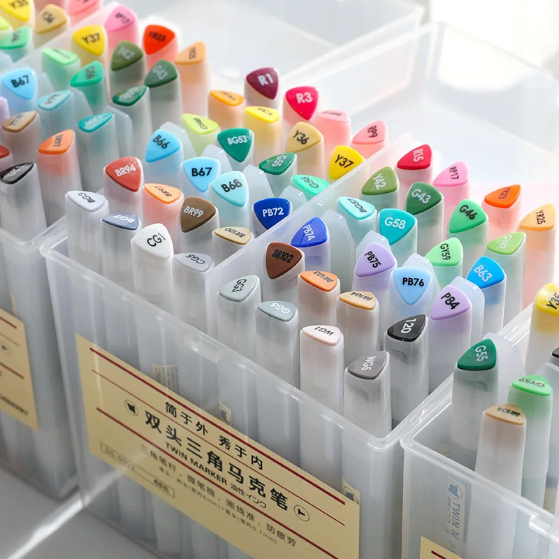 

36 colour Box-packed Both Head Triangle Oiliness Marker Pen Student Marc Arts Painting For Animation Manga