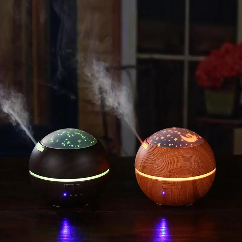 

Alloet 150ML Wood Humidifier Projection Mini Air Humidifier Aroma Diffuser Cool Mist Maker Mute Fogger Air Purifier Lamp Light