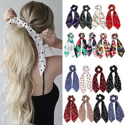Модные летние конский хвост шарф Эластичный волос Веревка для женщин волос галстуки-бабочки резинки ленты для волос цветочный принт лента