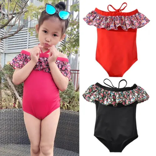 

2019 Meihuida Beachwear Toddler Girl Swimwear Off Shoulder Swimsuit Halter Bathing Suit Summer Beachwear Children Ruffles Bikini