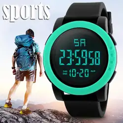 Светодио дный цифровые часы мужские наручные часы будильник цифровые электронные водостойкие спортивные часы для мужчин водостойкие