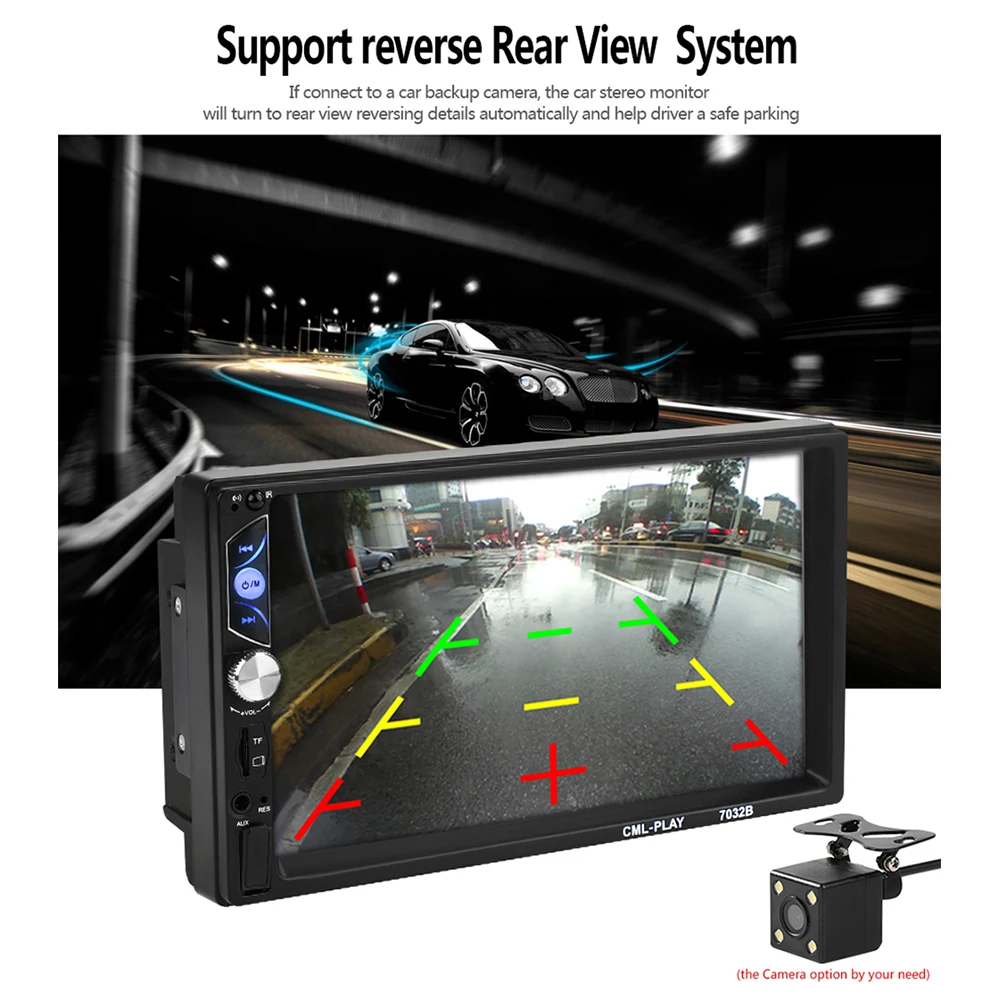 Автомагнитола 7032B мультимедийный плеер с 7 &quotэкраном Bluetooth Mirrorlink MP5/FM/SD/USB камерой