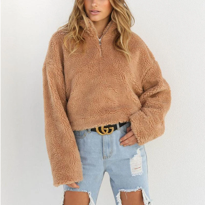 turtleneck zip up sweater women's