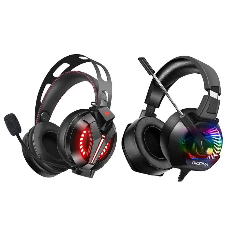 ONIKUMA K6 Проводная игровая гарнитура стерео наушники с микрофоном светодиодный для