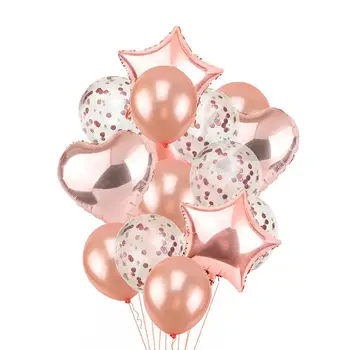 

14pcs Rose Gold Paillette Confetti Balloons Clear Balloons with Confetti Gold Glitter Heart Decoration for Birthday Wedding