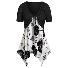 Two Pieces Set Summer Plus Size T-Shirts Floral Print Cami Crop Top T-Shirt Harajuku Casual Spaghetti Strap Long Tunic TShirts Two Pieces Set Summer Plus Size T-Shirts Floral Print Cami Crop Top T-Shirt Harajuku Casual Spaghetti Strap Long Tunic TShirts