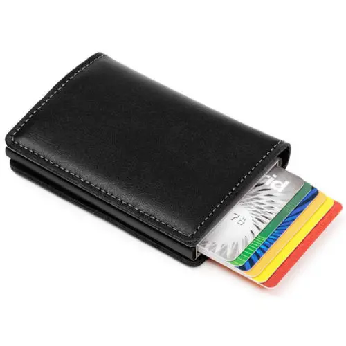 1 шт. RFID Блокировка кожаный кошелек кредитница держатель для кредитных карт зажим