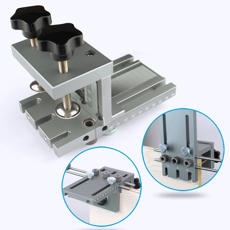 THGS Dowelling Jig for Furniture Fast Connecting Cam Fitting 3 In 1 Woodworking Drill Guide Kit Locator 1 set