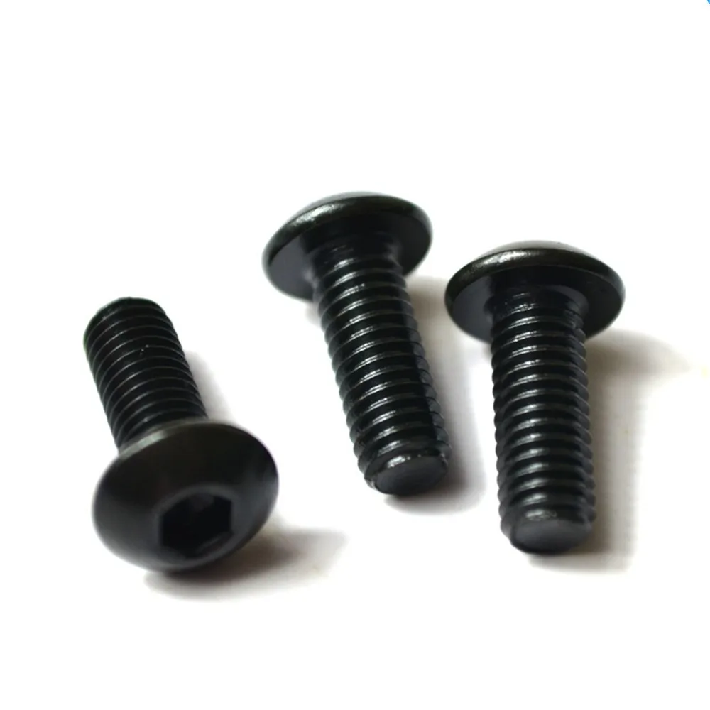 10PCS M6 Black 10.9 Button Head Hex Socket Screw Round Head Bolts