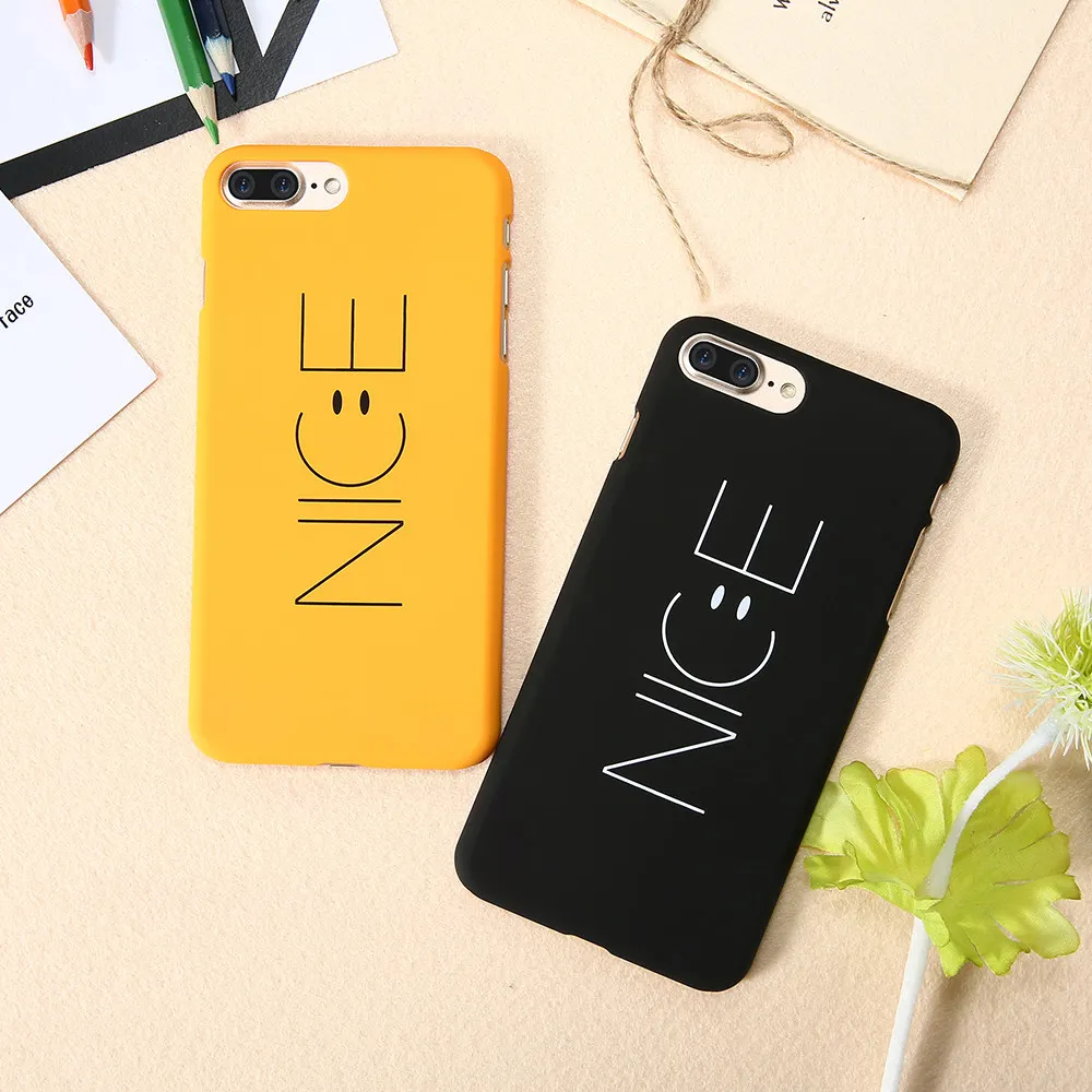 KISSCASE Simple Patterned Cases For iPhone 6S 6 7 8 Cover Cool Word Smiley PC Phone Shell Plus Capa |