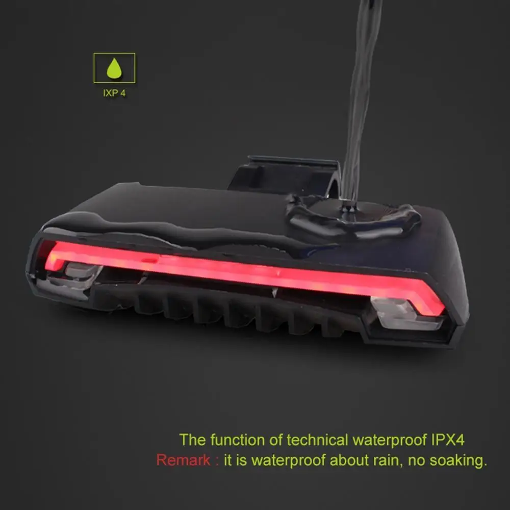 

Cycling Remote Wireless Light Turn Signal Black LED 80lm Beam USB Rechargeable IPX4 Tail Light