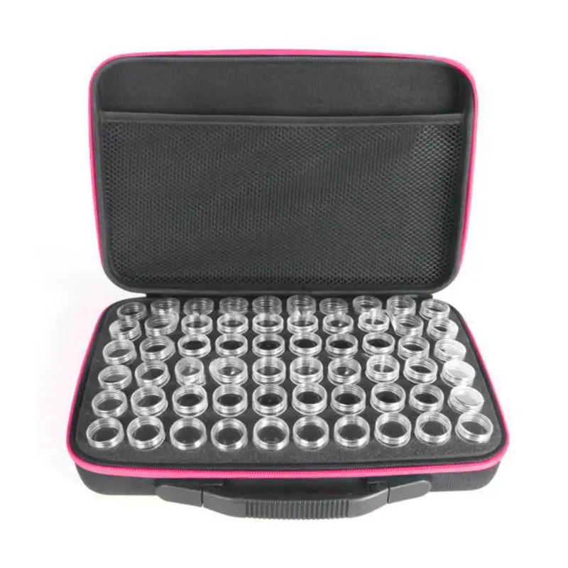 

60 Bottles Diamond Painting Box Tool Container Storage Box Cross-Stitch Tool Carry Case Holder Hand Bag Zipper Design Shockproof