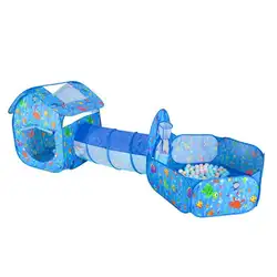 3 шт./компл. детская палатка дом игрушки для игр складной детский ползающий туннель портативная стрельба морской бассейн игрушка яма синий