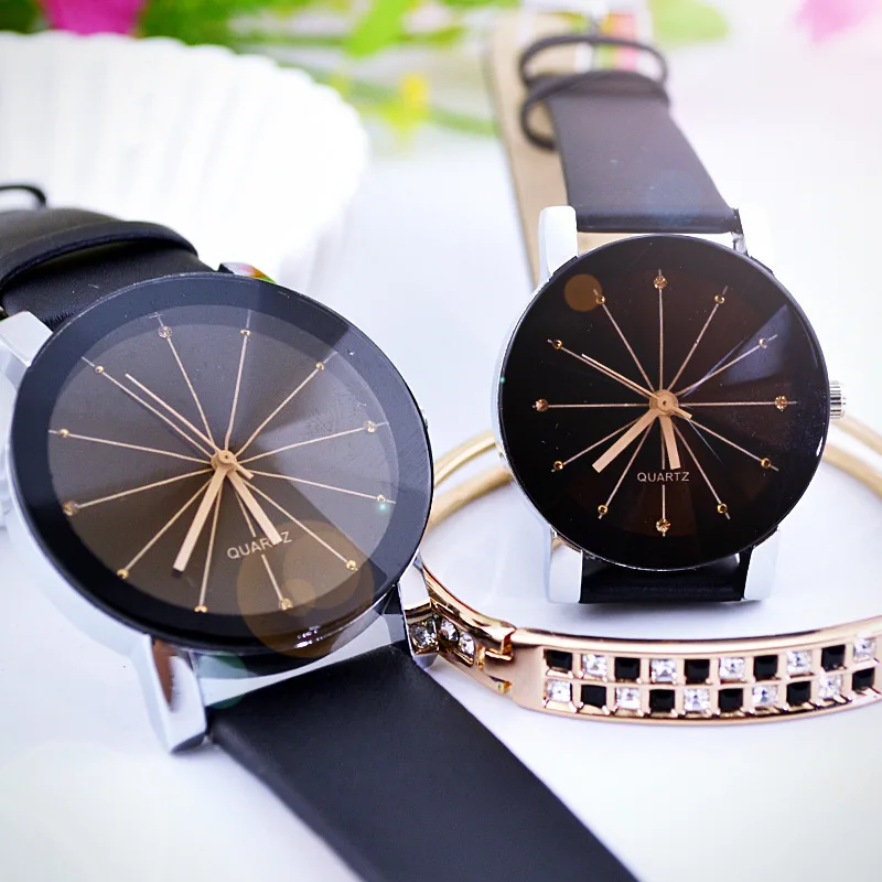 Fashion Couple's Quartz Watches Convex Radial Belt Watches Leisure Men's And Women's Watch  Wholesale Dropshipping