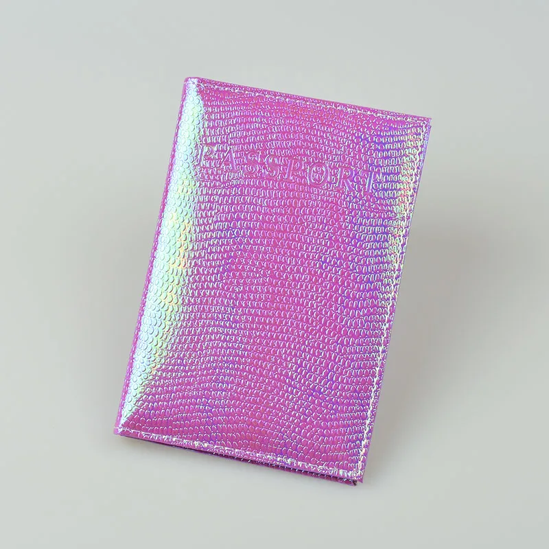 Passport Holder Shiny Pu Leather Passport Cover For Women Travel Card Ticket Passport Holder Case Cute English Word Covers