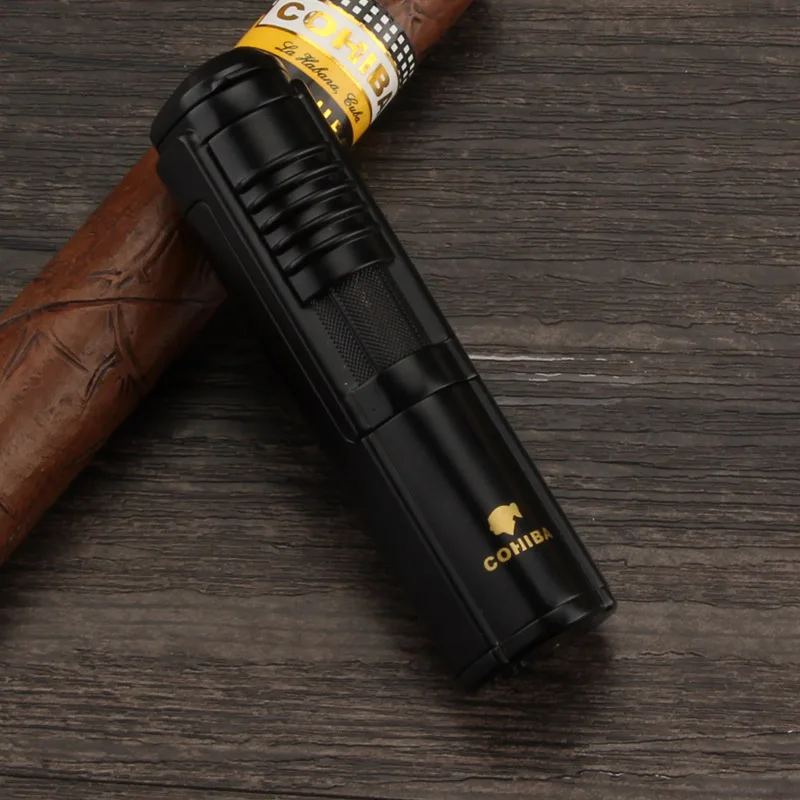 Pаспродажа COHIBA зажигалка для сигар 1 струя пламени Портативный бутан Зажигалки для сигарет аксессуары для сигар и подарочная коробка
