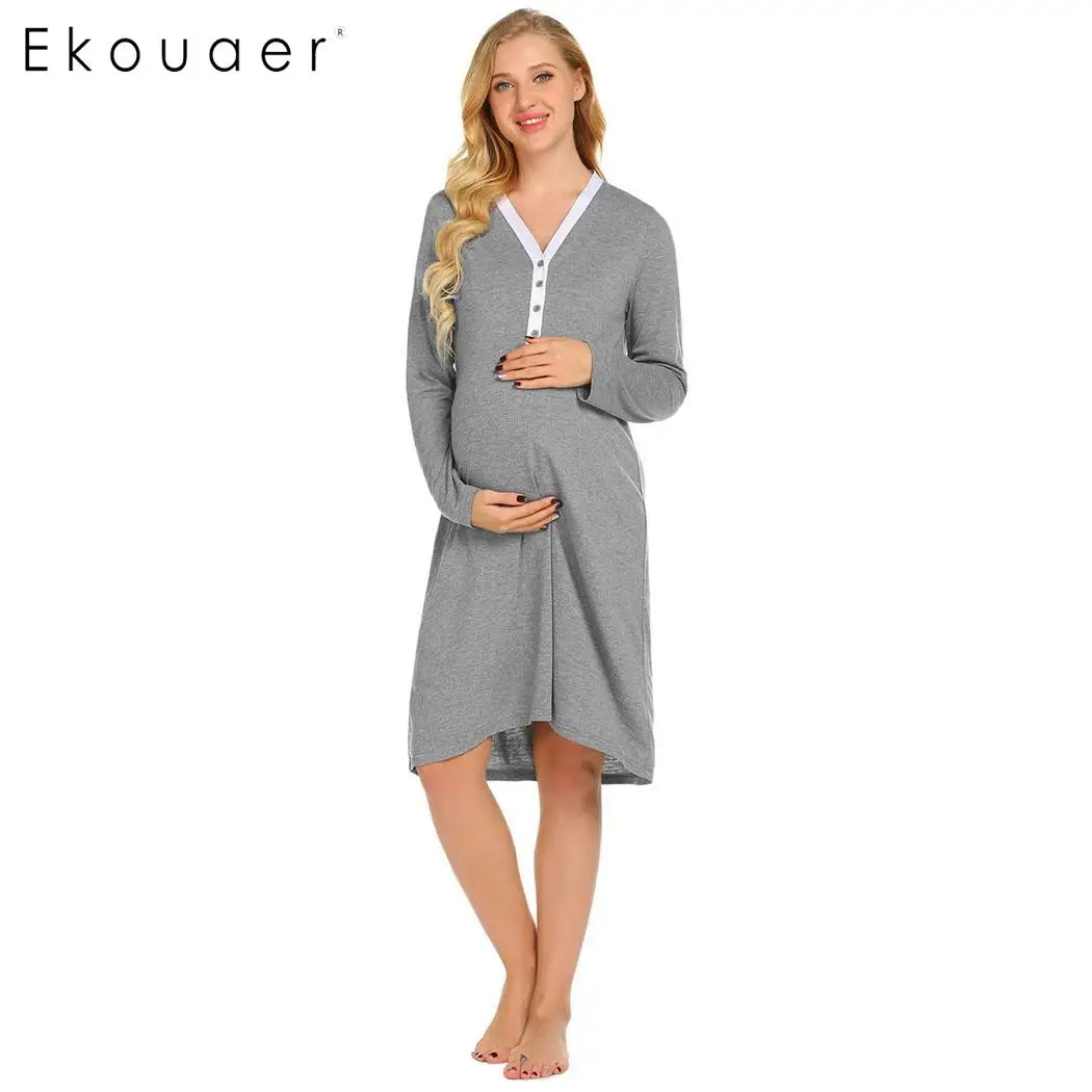 Ekouaer ночная рубашка с длинным рукавом для женщин беременных кормления