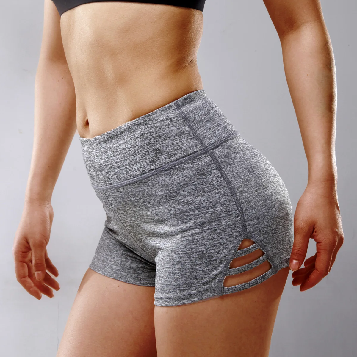 Women Solid Elastic Sport Yoga Shorts Stretch High Waist Bandage Bodybuilding Shorts Gym Fitness Running Dry Quick Short Pants
