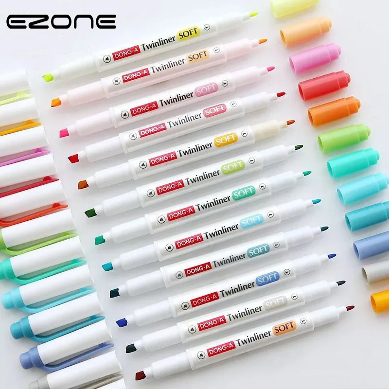EZONE, корейский стиль, двойная ручка с подсветкой, для детей, живопись, граффити, для студентов, для чтения, заметки, артикул, ручка, школьные принадлежности