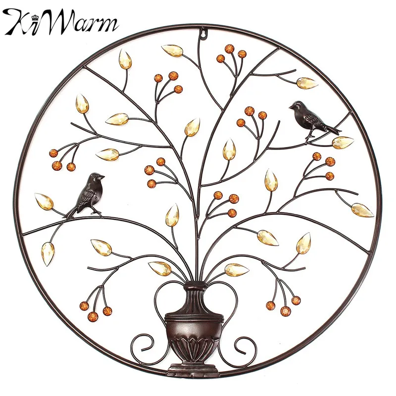 

KiWarm Black Birds Tree Metal Iron Sculpture Ornament for Home Room Wall Hanging Decoration Art Crafts Gift 62cm/24.4inch