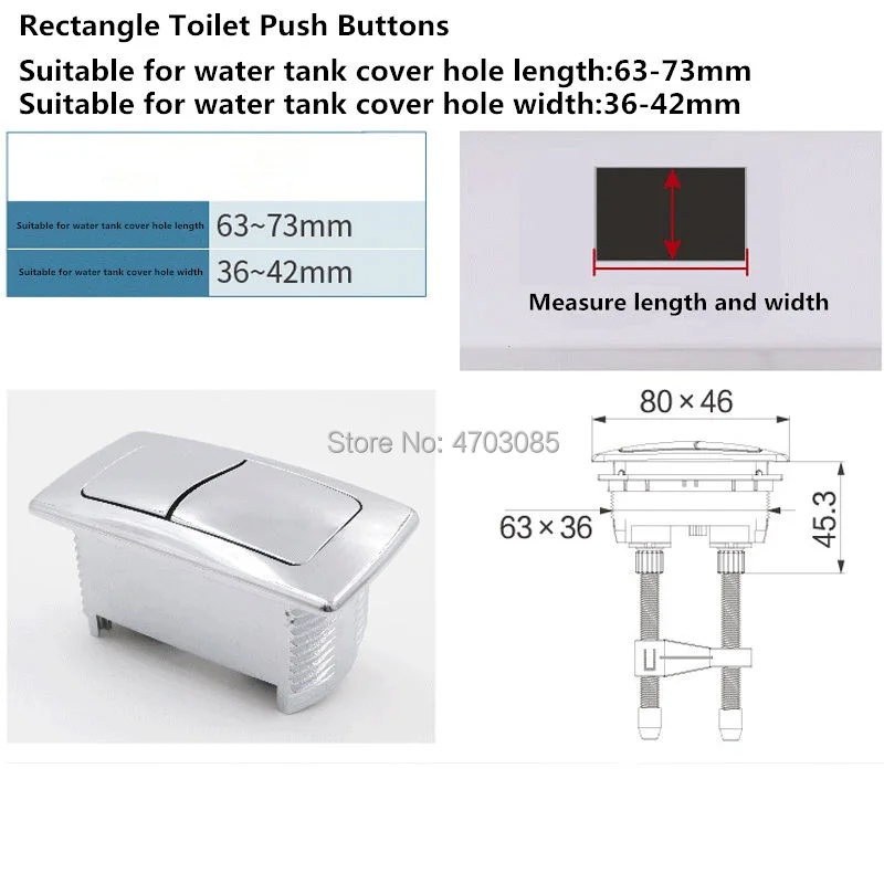 ABS пластик прямоугольная двойная кнопка Слива туалета, туалетный бак для воды покрытие керамики отверстие прямоугольник двойная кнопка