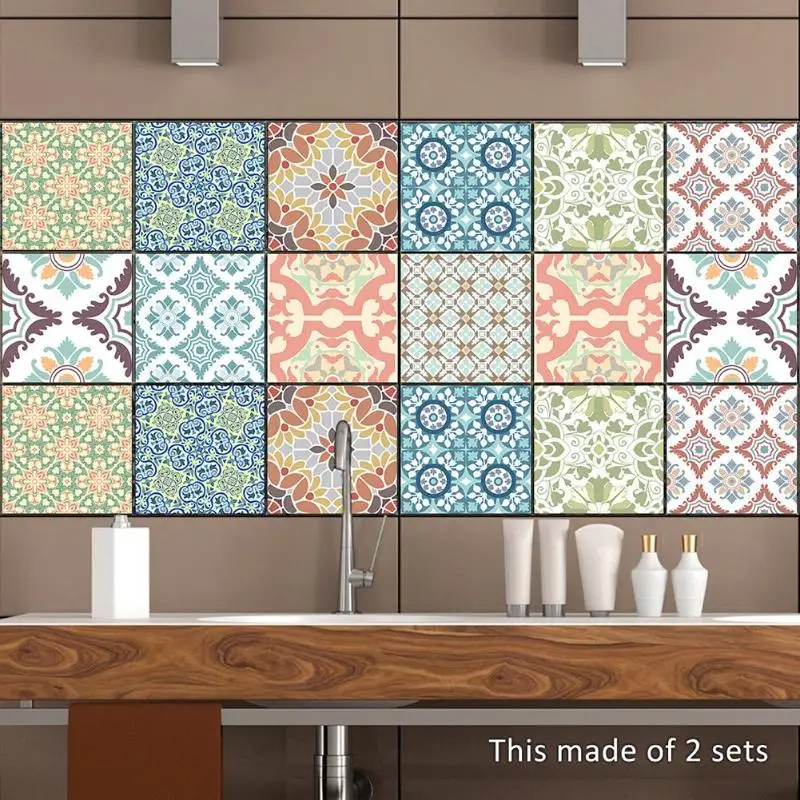 

Retro Kitchen Tiles Wall Stickers PVC Self Adhesive Wall Stickers Living Room DIY Decor Wallpaper Waterproof Decal