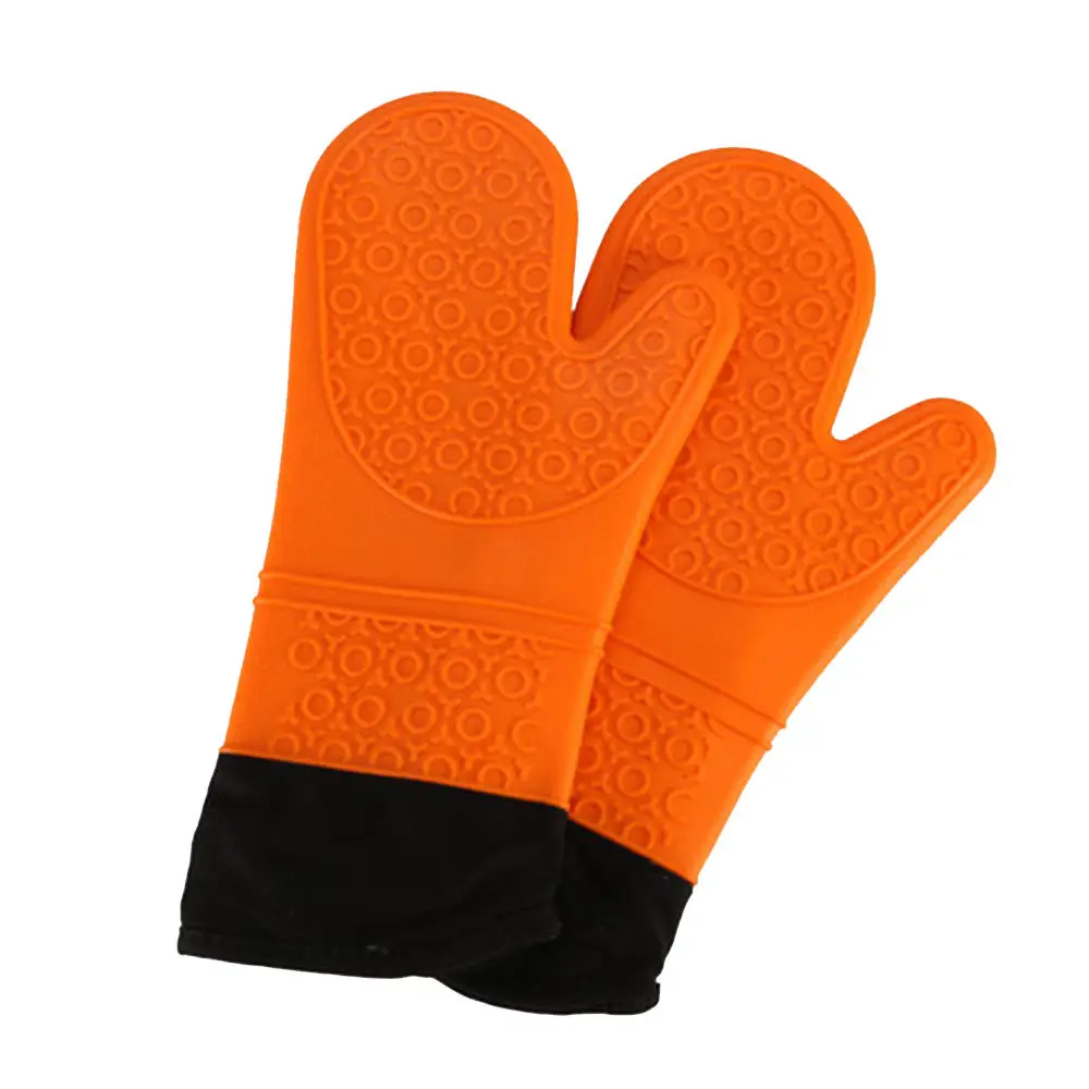 

2 PCS Silicone Oven Mitts Kitchen Baking BBQ Cooking Mitts Heat Resistant Non-slip Barbecue Gloves