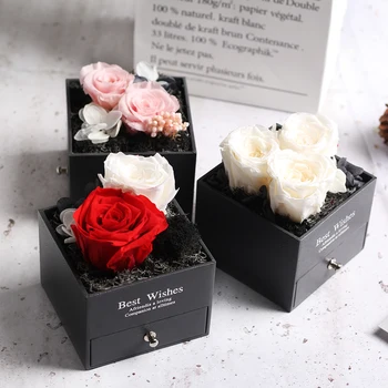 

Dried Natural Flower For Jewellery Artificial Immortal Preserved Roses Glass Dome for Valentine's Day to Girlfriend