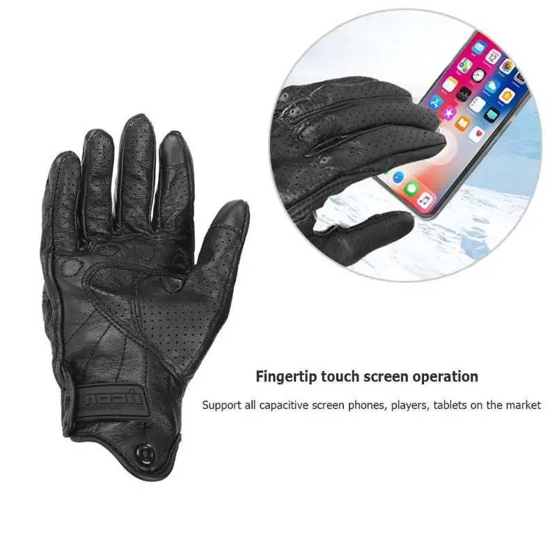 Genuine Leather Motorcycle Gloves Touch Screen Motocross Bike Cycling Glove Full Finger Guantes Moto Invierno Luva Motociclista